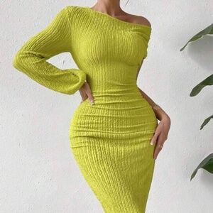 Lime green asymmetrical dress